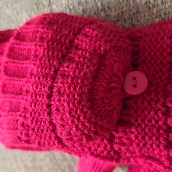 SONOMA BRAND WOMEN'S PINK COLD WEATHER ACCESS "LADDER STITCH" FLIP TOP MITTENS - Picture 10 of 11